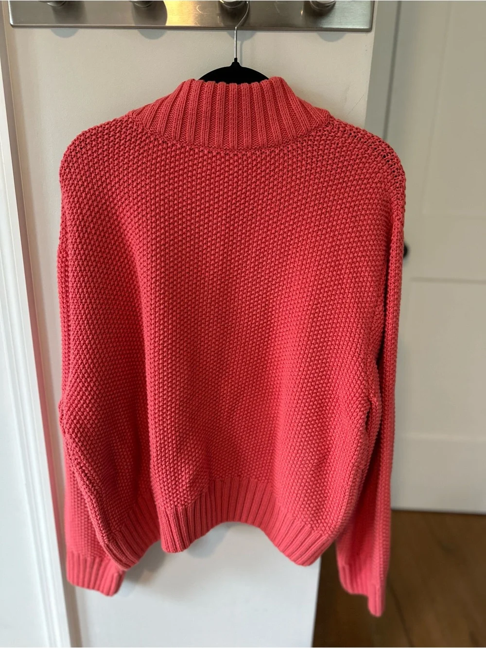 Alice Walk Coral Cotton Chunky Knit Cardigan Sweater Size L Made in Peru - Picture 7 of 7